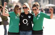 7 February 2015; Ireland supporters Ciara O'Driscoll, from Blackwater, Co. Wexford, with Karen Curtin, and Marie Kennedy, both from Clonmel, Co. Tipperary, at the Stadio Olimpico. RBS Six Nations Rugby Championship, Italy v Ireland. Stadio Olimpico, Rome, Italy. Picture credit: Stephen McCarthy / SPORTSFILE