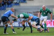 7 February 2015; Rory Best, Ireland, is tackled by Sergio Paresse, left, and George Biagi, Italy. RBS Six Nations Rugby Championship, Italy v Ireland. Stadio Olimpico, Rome, Italy. Picture credit: Brendan Moran / SPORTSFILE