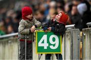 7 February 2015; Ballyhale Shamrocks supporters David Foley, aged 6, left, and Brian Geraghty, aged 5, look on during the game. AIB GAA Hurling All-Ireland Senior Club Championship Semi-Final, Gort v Ballyhale Shamrocks. O’Connor Park, Tullamore, Co. Offaly. Picture credit: Diarmuid Greene / SPORTSFILE