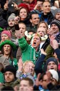 7 February 2015; An Ireland supporter urges on his side at the Stadio Olimpico. RBS Six Nations Rugby Championship, Italy v Ireland. Stadio Olimpico, Rome, Italy. Picture credit: Stephen McCarthy / SPORTSFILE
