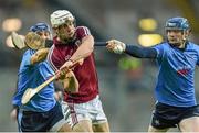 7 February 2015; Gearoid McInerney, Galway, in action against Conal Keaney, left, and Shane Barrett, Dublin. Bord na Mona Walsh Cup Final, Dublin v Galway. Croke Park, Dublin. Picture credit: Ramsey Cardy / SPORTSFILE