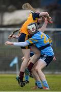 5 February 2015; Dan Staunton, DCU, collides with Caolan Conway, UCD. Independent.ie Fitzgibbon Cup, Group A, Round 2, UCD v DCU. University College Dublin, Dublin. Picture credit: Cody Glenn / SPORTSFILE