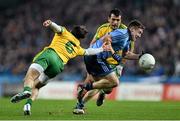 7 February 2015; Davy Byrne, Dublin, in action against Karl Lacey, Donegal. Allianz Football League, Division 1, Round 2, Dublin v Donegal. Croke Park, Dublin. Picture credit: Ramsey Cardy / SPORTSFILE