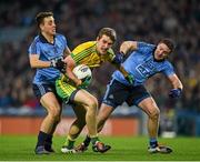 7 February 2015; Hugh McFadden, Donegal, in action against Cormac Costello and Davy Byrne,  Dublin. Allianz Football League, Division 1, Round 2, Dublin v Donegal. Croke Park, Dublin. Picture credit: Ray McManus / SPORTSFILE