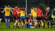 7 February 2015; Tempers were heated between Down and Roscommon players during a second half incident which saw a red card for Mark Poland. Allianz Football League, Division 2, Round 2, Down v Roscommon. Páirc Esler, Newry, Co. Down. Picture credit: Oliver McVeigh / SPORTSFILE