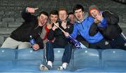 7 February 2015; Dublin supporters left to right, Sean Rafferty, Cian Keating, Eoin Brady, Eoin Crossan, Gavin O'Connor, Darren O'Keeffe, from the Castleknock GAA Club at the game. Allianz Football League, Division 1, Round 2, Dublin v Donegal. Croke Park, Dublin. Picture credit: Ray McManus / SPORTSFILE