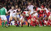 9 November 2007; Olivier Azam, Gloucester Rugby, is tackled by Rory Best and Carlo Del Fava, Ulster. Heineken Cup, Pool 2, Round 1, Ulster v Gloucester Rugby, Ravenhill, Belfast, Co. Antrim. Picture credit; Oliver McVeigh / SPORTSFILE