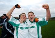 11 November 2007; Baltinglass' Brian Nolan, left, and Ciaran Walshe celebrate at the final whistle. Wicklow Senior Football Championship Final Replay, Baltinglass v Rathnew, County Park, Aughrim, Co. Wicklow. Picture credit; Matt Browne / SPORTSFILE