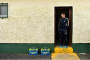8 February 2015; Monaghan's Dessie Mone looks out from the team dressing room ahead of the game. Allianz Football League, Division 1, Round 2, Monaghan v Cork, St Mary's Park, Castleblayney, Co. Monaghan. Picture credit: Ramsey Cardy / SPORTSFILE