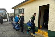 8 February 2015; Monaghan's Dessie Mone, right, and Conor McManus arrive ahead of the game. Allianz Football League, Division 1, Round 2, Monaghan v Cork, St Mary's Park, Castleblayney, Co. Monaghan. Picture credit: Ramsey Cardy / SPORTSFILE