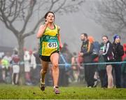 8 February 2015; Caoimhe Harvey, from St. John's AC, from Kilkee, Co. Clare, on her way to winning the under-17 girls 3000m at the GloHealth Intermediate, Master and Juvenile B Cross Country Championships, Palace Grounds, Tuam, Co. Galway. Picture credit: Matt Browne / SPORTSFILE