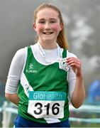 8 February 2015; Katie Gibbons, from Castlebar AC, Co. Mayo, who came second in the girls under-13 1500m at the GloHealth Intermediate, Master and Juvenile B Cross Country Championships, Palace Grounds, Tuam, Co. Galway. Picture credit: Matt Browne / SPORTSFILE