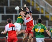 8 February 2015; Kevin Johnston, Derry, in action against Anthony Maher, Kerry. Allianz Football League, Division 1, Round 2, Derry v Kerry, Celtic Park, Derry. Picture credit: Oliver McVeigh / SPORTSFILE
