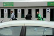 7 February 2015; Ballyhale Shamrock's James 'Cha' Fitzpatrick, right, makes his way to O'Connor Park ahead of the game. AIB GAA Hurling All-Ireland Senior Club Championship, Semi-Final, Gort v Ballyhale Shamrocks. O'Connor Park, Tullamore, Co Offaly. Picture credit: Piaras Ó Mídheach / SPORTSFILE