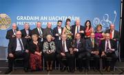 6 February 2015; Uachtarán Chumann Lúthchleas Gael Liam Ó Néill with all the award winners. Croke Park, Dublin Photo by Sportsfile