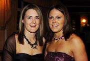 10 November 2007; Anne Hardiman, Mullagh, Galway, and Gemma O'Connor, St Finbarr's, Cork, at the Energise Sport Camogie All-Star Awards 2007 in association with O'Neills. Citywest Hotel, Conference, Leisure & Golf Resort, Saggart, Co. Dublin. Picture credit: Ray McManus / SPORTSFILE