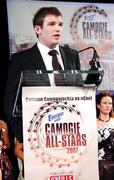 10 November 2007; Guest of Honour - Ireland and Leinster rugby player - Gordan D'Arcy speaking at the Energise Sport Camogie All-Star Awards 2007 in association with O'Neills. Citywest Hotel, Conference, Leisure & Golf Resort, Saggart, Co. Dublin. Picture credit: Ray McManus / SPORTSFILE