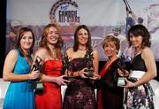 10 November 2007; Cork winners, l to r, Jennifer O’Leary, Rena Buckley, Gemma O’Connor and Catriona Foley, with Liz Howard, 2nd from right, Uachtarán Chumann Camógaíochta na nGael, at the Energise Sport Camogie All-Star Awards 2007 in association with O'Neills. Citywest Hotel, Conference, Leisure & Golf Resort, Saggart, Co. Dublin. Picture credit: Ray McManus / SPORTSFILE