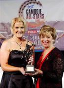 10 November 2007; Limerick winner Rose Collins with Liz Howard, Uachtarán Chumann Camógaíochta na nGael, at the Energise Sport Camogie All-Star Awards 2007 in association with O'Neills. Citywest Hotel, Conference, Leisure & Golf Resort, Saggart, Co. Dublin. Picture credit: Ray McManus / SPORTSFILE