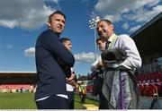 31 May 2016; Robbie Keane, left, of Republic of Ireland in conversation with former Republic of Ireland International Denis Irwin before the start of the EURO2016 Warm-up International between Republic of Ireland and Belarus in Turners Cross, Cork. Photo by David Maher/Sportsfile