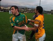 11 November 2007; Paul Galvin, Feale Rangers, is congratulated by Declan O'Sullivan, South Kerry, after the match. Kerry Senior Football Championship Final, South Kerry v Feale Rangers, Austin Stack Park, Tralee, Co. Kerry. Picture credit; Stephen McCarthy / SPORTSFILE