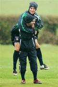 14 November 2007; Aaron Hughes gets a piggy back from Keith Gillespie during the Northern Ireland Squad Training. Greenmount College Antrim Co. Antrim. Picture credit: Oliver McVeigh / SPORTSFILE