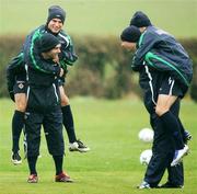 14 November 2007; Aaron Hughes, Keith Gillespie, left, and Gary Hamilton and Ivan Sproule during the Northern Ireland Squad Training. Greenmount College Antrim Co. Antrim. Picture credit: Oliver McVeigh / SPORTSFILE