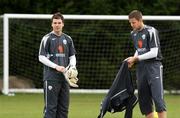 14 November 2007; Republic of Ireland's goalkeepers Joe Murphy and Colin Doyle during the squad training. University of Glamorgan playing fields, Treforest, Cardiff, Wales. Picture credit; Steve Pope / SPORTSFILE