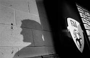 16 November 2007; A shadow image of Republic of Ireland captain Robbie Keane during a press conference ahead of the Republic of Ireland's European Championship Qualifier match against Wales. Republic of Ireland Press Conference, Millennium Stadium, Cardiff, Wales. Picture credit; David Maher / SPORTSFILE