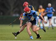 5 February 2015; Cillian Buckley, UCD, in action against Kevin O'Flynn, DCU. Independent.ie Fitzgibbon Cup, Group A, Round 2, UCD v DCU. University College Dublin, Dublin. Picture credit: Pat Murphy / SPORTSFILE