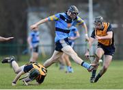 5 February 2015; Joe Lyng, UCD, in action against Mick Daly, left, and Tony French, DCU. Independent.ie Fitzgibbon Cup, Group A, Round 2, UCD v DCU. University College Dublin, Dublin. Picture credit: Pat Murphy / SPORTSFILE