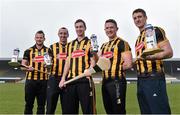 10 February 2015; Kilkenny players, from left, Jackie Tyrrell, Eoin Larkin, team captain Joey Holden, Paul Murphy and Colin Fennelly in attendance at the 2015 Glanbia Kilkenny sponsorship launch. Nowlan Park, Kilkenny. Picture credit: Matt Browne / SPORTSFILE