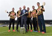 10 February 2015; Brian Phelan, CEO Glanbia Global Ingredients, with Kilkenny players, from left, Jackie Tyrrell, Eoin Larkin, team captain Joey Holden, Paul Murphy and Colin Fennelly in attendance at the 2015 Glanbia Kilkenny sponsorship launch. Nowlan Park, Kilkenny. Picture credit: Matt Browne / SPORTSFILE