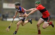 10 February 2015; PJ Scully, UL, in action against Cormac Murphy, UCC. Independent.ie Fitzgibbon Cup, Group B, Round 3, UCC v UL, Mardyke, Cork. Picture credit: Barry Cregg / SPORTSFILE