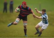 10 February 2015; John Foley, St. Munchin’s, is tackled by Daryl Egan, Rockwell College. SEAT Munster Schools Senior Cup Quarter-Final, Rockwell College v St. Munchin’s College, Clanwilliam Park, Tipperary Town. Picture credit: Diarmuid Greene / SPORTSFILE