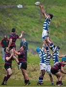 10 February 2015; Sean O'Connor, Rockwell College, wins possession in a lineout ahead of Charlie Carmody, St. Munchin’s. SEAT Munster Schools Senior Cup Quarter-Final, Rockwell College v St. Munchin’s College, Clanwilliam Park, Tipperary Town. Picture credit: Diarmuid Greene / SPORTSFILE