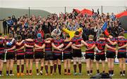 10 February 2015; St. Munchin’s squad line up in front of their supporters before the game. SEAT Munster Schools Senior Cup Quarter-Final, Rockwell College v St. Munchin’s College, Clanwilliam Park, Tipperary Town. Picture credit: Diarmuid Greene / SPORTSFILE