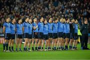 7 February 2015; The Dublin team during the national anthem. Allianz Football League, Division 1, Round 1, Dublin v Donegal. Croke Park, Dublin. Picture credit: Ray McManus / SPORTSFILE