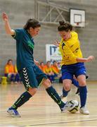 10 February 2015; Rachel Hutchinson, Waterford IT, in action against Rachel Doyle, Maynooth University. Women's Soccer Colleges Association of Ireland,  National Futsal Finals, Institute of Technology, Sligo. Picture credit: Oliver McVeigh / SPORTSFILE