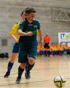 10 February 2015; Rachel Doyle, Maynooth University, in action against Rachel Hutchinson, Waterford IT University. Women's Soccer Colleges Association of Ireland,  National Futsal Finals, Institute of Technology, Sligo. Picture credit: Oliver McVeigh / SPORTSFILE