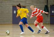 10 February 2015; Rachel Hutchinson, Waterford IT, in action against Aoife Brennan, IT Sligo. Women's Soccer Colleges Association of Ireland,  National Futsal Finals, Institute of Technology, Sligo. Picture credit: Oliver McVeigh / SPORTSFILE