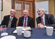 11 February 2015; John Treacy, left, CEO of the Irish Sports Council, with Michael Ring, T.D., Minister of State for Sport and Tourism, centre, and Kieran Mulvey, Chairman of the Irish Sports Council, pictured at the Irish Sports Council Funding Announcement for Rio Olympics 2016, National Governing Bodies, High Performance and Women in Sport. Alexander Hotel, Dublin. Picture credit: David Maher / SPORTSFILE