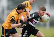 11 February 2015; Jerome Johnston, St Mary's College, Belfast, in action against Jack Smith, DCU. Independent.ie Sigerson Cup, Quarter-Finals, St Mary's College, Belfast v DCU. St Genevieves High School, Belfast, Co. Antrim. Picture credit: Oliver McVeigh / SPORTSFILE