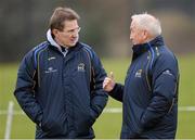 11 February 2015; DCU manager Niall Moyna, left, with selector Sean Boylan. Independent.ie Sigerson Cup, Quarter-Final, St Mary's College, Belfast v DCU. St Genevieves High School, Belfast, Co. Antrim. Picture credit: Oliver McVeigh / SPORTSFILE