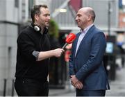 11 February 2015; Newstalk 106-108 FM today announced that one of the greatest hurlers the game has ever seen, DJ Carey, will join the ‘Off the Ball’ team. DJ has signed an exclusive deal as a GAA analyst, and will contribute to the station throughout the GAA season, as well as participate in many of the station’s outside broadcasts. His first broadcast will take place later this month. Pictured, Ger Gilroy, Sports Editor, Newstalk 106-108fm with DJ Carey. Newstalk, Digges Lane, Dublin. Picture credit: Matt Browne / SPORTSFILE