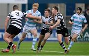 11 February 2015; Tommy O'Brien, Blackrock College, is tackled by Dylan Murphy, left, Sean Kilgallon, and Alan Tynan, right. Bank of Ireland Leinster Schools Senior Cup, 2nd Round, Blackrock College v Cistercian College Roscrea, Donnybrook Stadium, Donnybrook, Dublin. Picture credit: Cody Glenn / SPORTSFILE