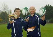 14 November 2007; Treasury Holdings have been announced as Official Partner to the IRFU and will sponsor Irish Colleges Rugby for the next 5 years. At the official launch in Dublin were Ireland player Gordon D'Arcy and Bernard Jackman. David Lloyd Riverview, Clonskeagh, Dublin. Picture credit: Matt Browne / SPORTSFILE