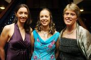 17 November 2007; Leitrim players, from left, Sarah McLoughlin, Mary McKeon, and Maeve Quinn at the 2007 O'Neills/TG4 Ladies Gaelic Football All-Star Awards. Citywest Hotel, Conference, Leisure & Golf Resort, Saggart, Co Dublin. Picture credit: Brendan Moran / SPORTSFILE  *** Local Caption ***