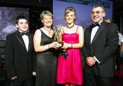 17 November 2007; Hall of Fame winner Mary Quinn, Leitrim, with her family, son Sean, daughter Aoife, and husband Donal at the 2007 O'Neills/TG4 Ladies Football All-Star Awards. Citywest Hotel, Conference, Leisure & Golf Resort, Saggart, Co. Dublin. Picture credit: Brendan Moran / SPORTSFILE  *** Local Caption ***