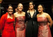 17 November 2007; Tyrone footballers, from left, Eilis Gormley, Cathy Donnelly, Maura Kelly, and Gemma Begley at the 2007 O'Neills/TG4 Ladies Gaelic Football All-Star Awards. Citywest Hotel, Conference, Leisure & Golf Resort, Saggart, Co. Dublin. Picture credit: Brendan Moran / SPORTSFILE  *** Local Caption ***